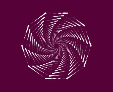 Yarı Tonlu Girdap Noktaları Sarmal Dairesel Soyut Mor Renk Tasarımı Vektör Resimlendirme Arkaplanı