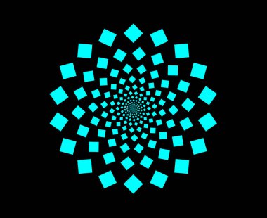 Kare Mandala Spiral Soyut Cyan Renk Tasarımı Vektör Çizimi Arkaplanı
