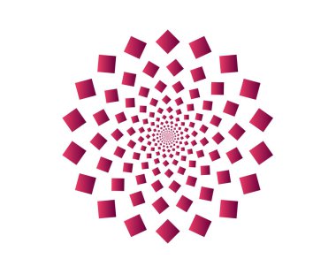 Kare Mandala Sarmal Çembersel Maroon Renkli Soyut Tasarım Vektör Çizimi Arkaplanı