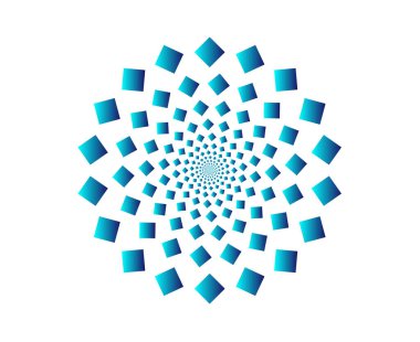 Kare Mandala Spiral Dairesel Cyan Renk Soyut Tasarım Vektör Çizimi Arkaplanı