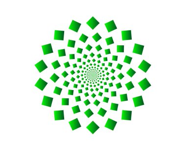 Kare Mandala Sarmal Dairesel Yeşil Renk Soyut Tasarım Vektör Çizimi Arkaplanı