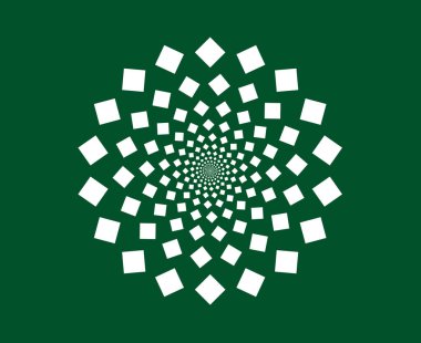 Kare Mandala Sarmal Dairesel Yeşil Renk Soyut Tasarım Vektör Çizimi Arkaplanı