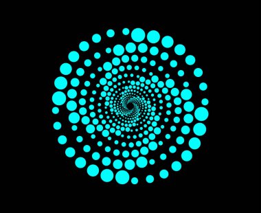 Noktalar Spiral Dairesel Çizgiler Cyan Renk Soyut Tasarım Vektörü İllüstrasyonu