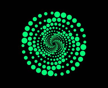 Noktalar Spiral Dairesel Çizgiler Yeşil Cyan Renkli Soyut Tasarım Vektörü İllüstrasyonu
