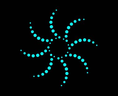 Spiral Circular Dots Pattern Abstract Cyan Color Geometric Rotate Design Vector Illustration
