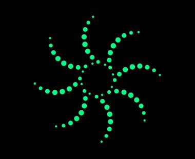 Spiral Circular Dots Pattern Abstract Green Cyan Color Geometric Rotate Design Vector Illustration