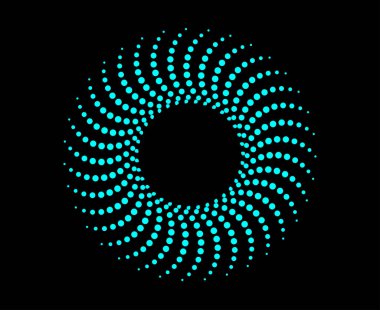 Spiral Dairesel Noktalar Desen Soyut Cyan Renk Geometrik Döndürme Mandala Tasarım Çizimi