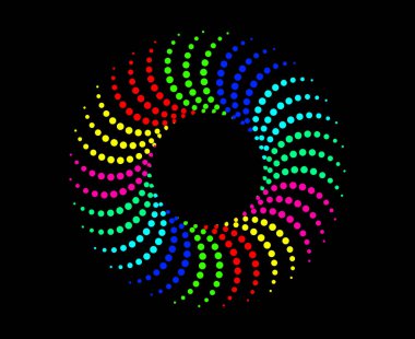 Spiral Dairesel Noktalar Modeli Soyut Çok Renkli Geometrik Döndürme Mandala Tasarım Çizimi