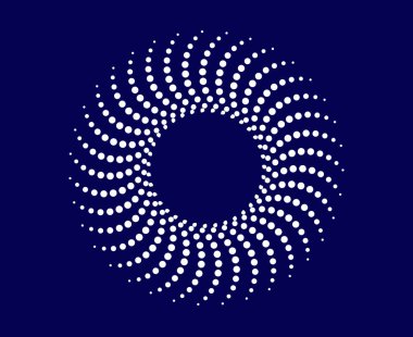 Spiral Dairesel Noktalar Desen Soyut Mavi Geometrik Döndürme Mandala Tasarım Çizimi