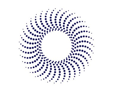 Spiral Dairesel Noktalar Desen Soyut Mavi Renk Geometrik Döndürme Mandala Tasarım Çizimi