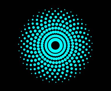 Spiral Dairesel Noktalar Desen Cyan Renk Geometrik Döndürme Mandala Soyut Tasarım Vektörü Çizimi