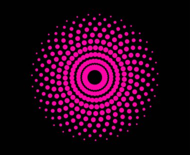 Spiral Dairesel Noktalar Pembe Renkli Geometrik Döndürme Mandala Soyut Tasarım Vektörü Çizimi