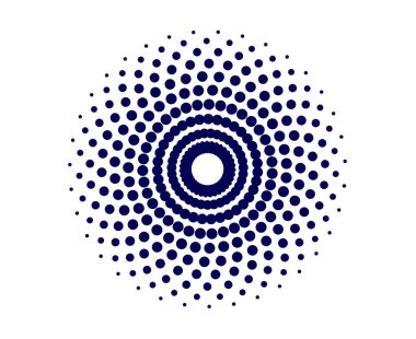 Spiral Dairesel Noktalar Şablon Mavi Geometrik Döndürme Mandala Soyut Tasarım Vektör Çizimi