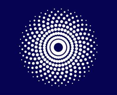 Spiral Dairesel Noktalar Şablon Mavi Renkli Geometrik Döndürme Mandala Soyut Tasarım Vektörü Çizimi