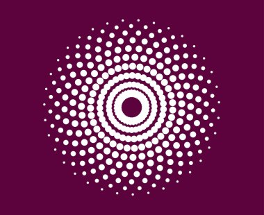 Spiral Dairesel Noktalar Mor Geometrik Döndürme Mandala Soyut Tasarım Vektörü Çizimi