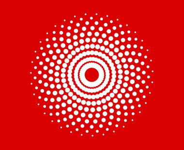 Spiral Dairesel Noktalar Şablon Kırmızı Geometrik Döndürme Mandala Soyut Tasarım Vektör İllüstrasyonu