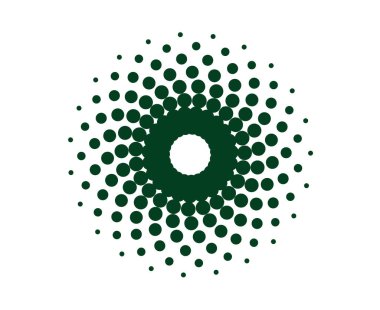 Spiral Dairesel Noktalar Şablon Yeşil Renk Soyut Tasarım Vektörü İllüstrasyonu