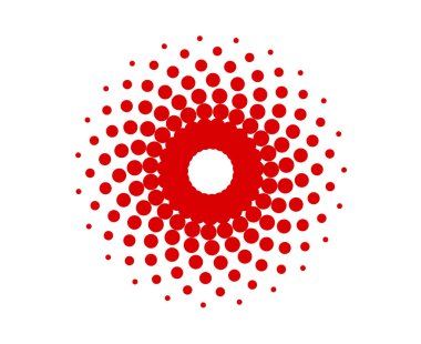 Spiral Dairesel Noktalar Şablon Kırmızı Renk Soyut Tasarım Vektörü İllüstrasyonu