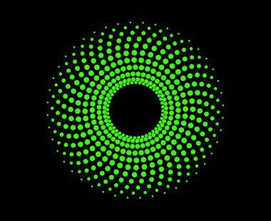 Spiral Dairesel Noktalar Desen Soyut Yeşil Renk Tasarım Vektörü İllüstrasyonu