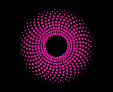 Spiral Dairesel Noktalar Modeli Soyut Pembe Renk Tasarım Vektörü İllüstrasyonu