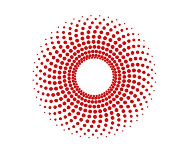 Spiral Dairesel Noktalar Şablon Soyut Kırmızı Renk Tasarım Vektörü İllüstrasyonu