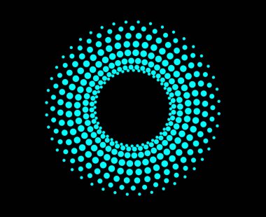 Dairesel Noktalar Desen Soyut Sarmal Cyan Renk Tasarım Vektörü İllüstrasyonu