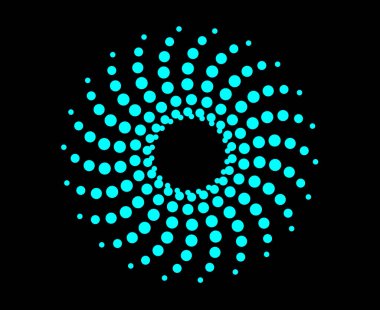 Soyut Dairesel Noktalar Desen Spiral Cyan Renk Tasarım Vektörü İllüstrasyonu