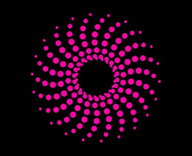 Soyut Dairesel Noktalar Şablon Sarmal Pembe Renk Tasarım Vektörü İllüstrasyonu