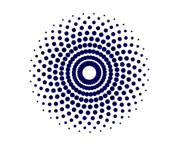 Spiral Dairesel Noktalar Şablon Mavi Geometrik Döndürme Mandala Soyut Tasarım Vektör Çizimi