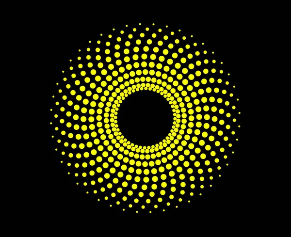 Spiral Dairesel Noktalar Şablon Soyut Sarı Renk Tasarımı Vektör İllüstrasyonu