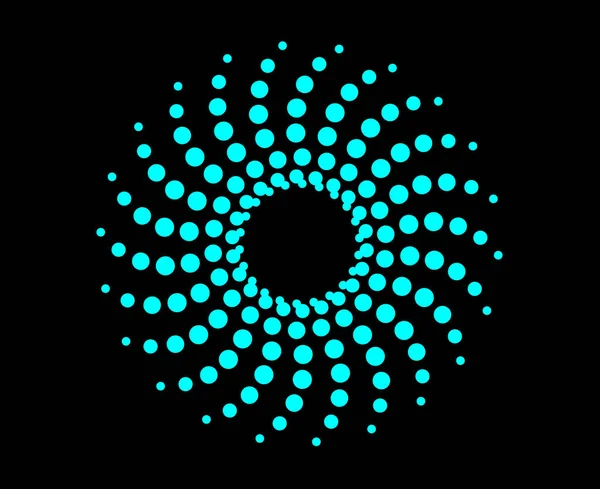 Soyut Dairesel Noktalar Desen Spiral Cyan Renk Tasarım Vektörü İllüstrasyonu