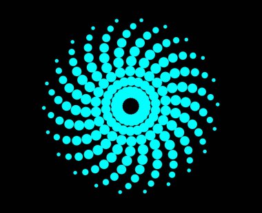 Parlak Spiral Noktalar Girdap Mavisi Cyan Renk Tasarımı Soyut Dinamik Doku Vektör Çizimi
