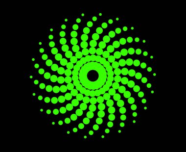Parlak Spiral Noktalar Girdap Şablonu Yeşil Renk Tasarımı Soyut Değişken Doku Vektör Çizimi