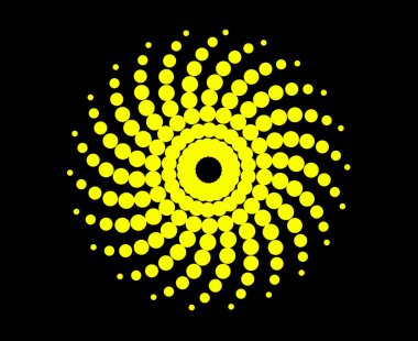 Parlak Spiral Noktalar Girdap Şablonu Sarı Renk Tasarımı Soyut Dinamik Doku Vektör Çizimi