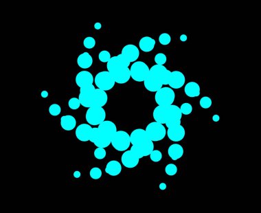 Spiral Noktalar Yıldız Girdap Şablonu Cyan Renk Tasarımı Soyut Dinamik Doku Vektör Çizimi