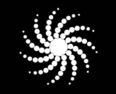 Spiral Noktalar Girdap Şablonu Siyah ve Beyaz Renk Tasarımı Soyut Dinamik Doku Vektör Çizimi