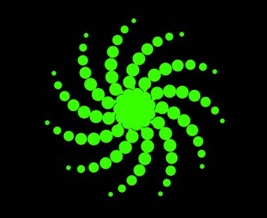 Spiral Noktalar Girdap Şablonu Yeşil Renk Tasarımı Soyut Dinamik Doku Arkaplan Vektörü İllüstrasyonu