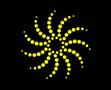 Spiral Noktalar Girdap Şablonu Sarı Renk Soyut Tasarım Dinamik Doku Vektör Çizimi