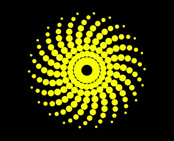 Parlak Spiral Noktalar Girdap Şablonu Sarı Renk Tasarımı Soyut Dinamik Doku Vektör Çizimi