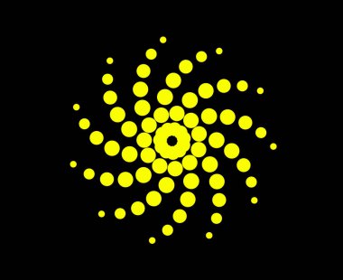 Spiral Noktalar Girdap Şablonu Sarı Renk Soyut Tasarım Dinamik Doku Vektör Çizimi