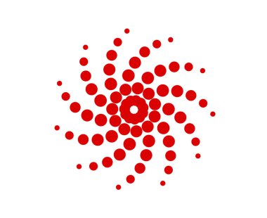 Spiral Noktalar Girdap Şablonu Kırmızı Renk Soyut Tasarım Dinamik Doku Vektör İllüstrasyonu