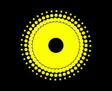 Spiral Noktalar Daire Şablonu Sarı Renk Soyut Tasarım Girdap Dokuları Dinamik Vektör Çizimi