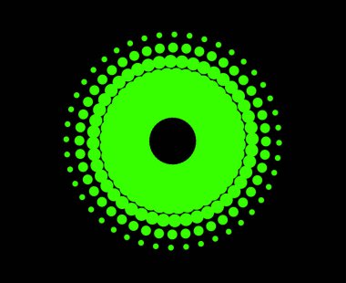 Spiral Noktalar Çember Şablon Yeşil Renk Soyut Tasarım Girdap Doku Dinamik Vektör Çizimi