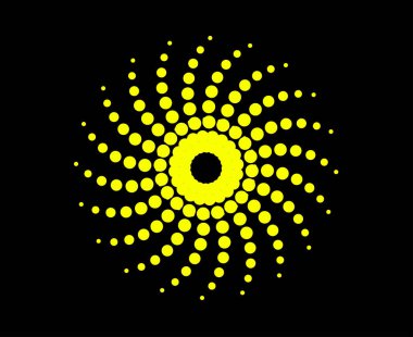 Spiral Noktalar Şablon Sarı Renk Soyut Tasarım Girdap Doku Dinamik Vektör Çizimi