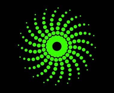 Spiral Noktalar Desen Yeşil Renk Soyut Tasarım Girdap Doku Dinamik Vektör Çizimi