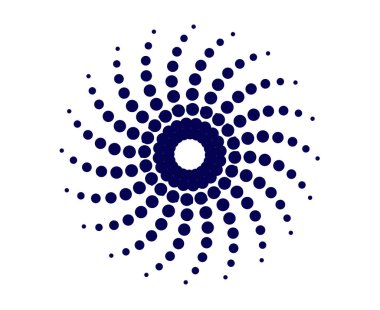 Spiral Noktalar Mavi Renk Soyut Tasarım Girdap Doku Dinamik Vektör Çizimi