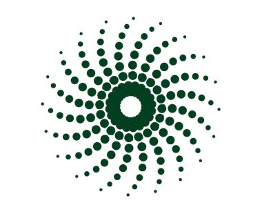 Spiral Noktalar Desen Yeşil Renk Soyut Tasarım Girdap Doku Dinamik Vektör Çizimi