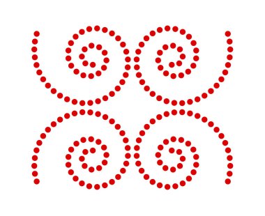 Eşit Spiral Noktalar Desen Kırmızı Renk Soyut Tasarım Dinamik Vektör Çizimi