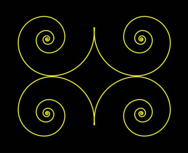 Süsleme Eşkenar Spiral Desen Sarı Renk Soyut Tasarım Arkaplan Vektörü Resimleri