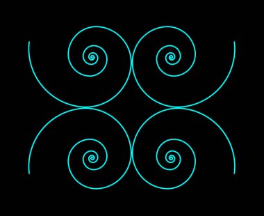 Eşit Spiral Süsleme Cyan Renk Soyut Tasarım Tasarım Arkaplan Vektörü Resimleri